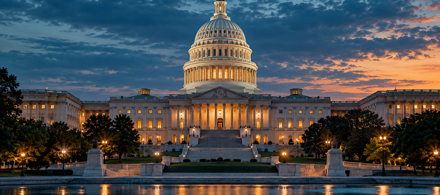 The U.S. Capitol at dusk